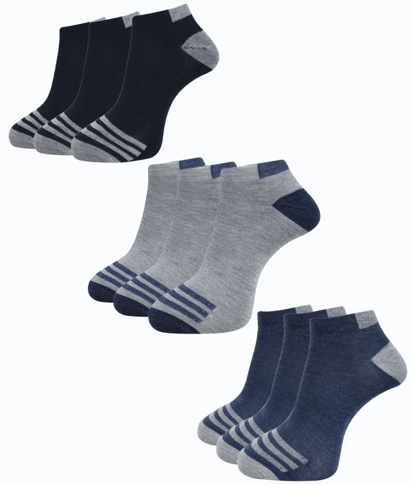     			Dollar Cotton Blend Men's Self Design Blue Ankle Length Socks ( Pack of 9 )