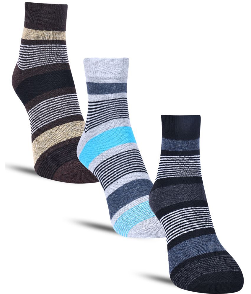     			Dollar Cotton Blend Men's Self Design Brown Ankle Length Socks ( Pack of 3 )