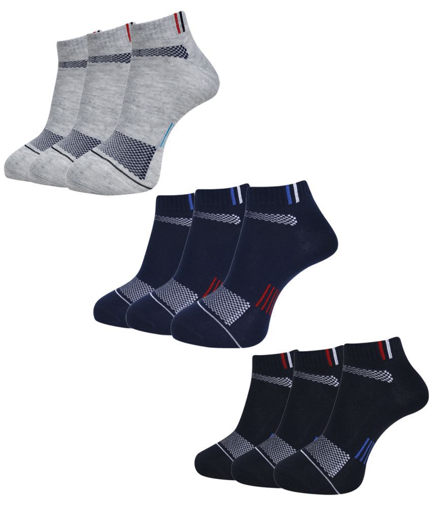     			Dollar Cotton Blend Men's Self Design Light Grey Ankle Length Socks ( Pack of 9 )