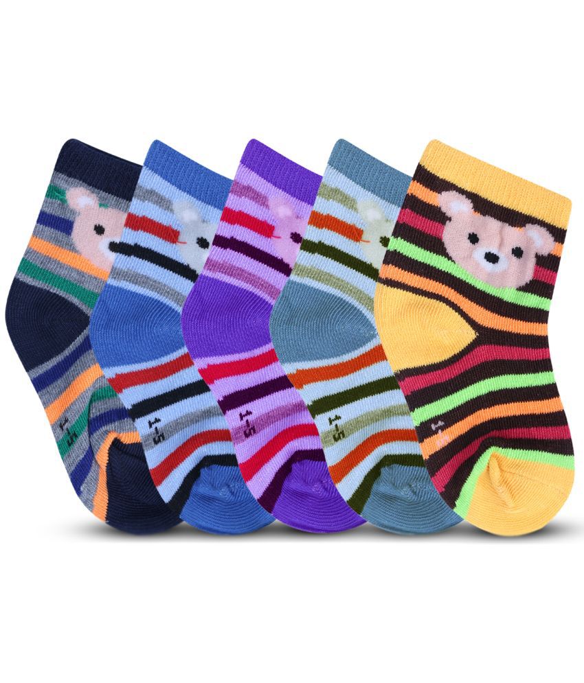     			Dollar Multicolor Cotton Blend Boy's Ankle Length Socks ( Pack of 5 )