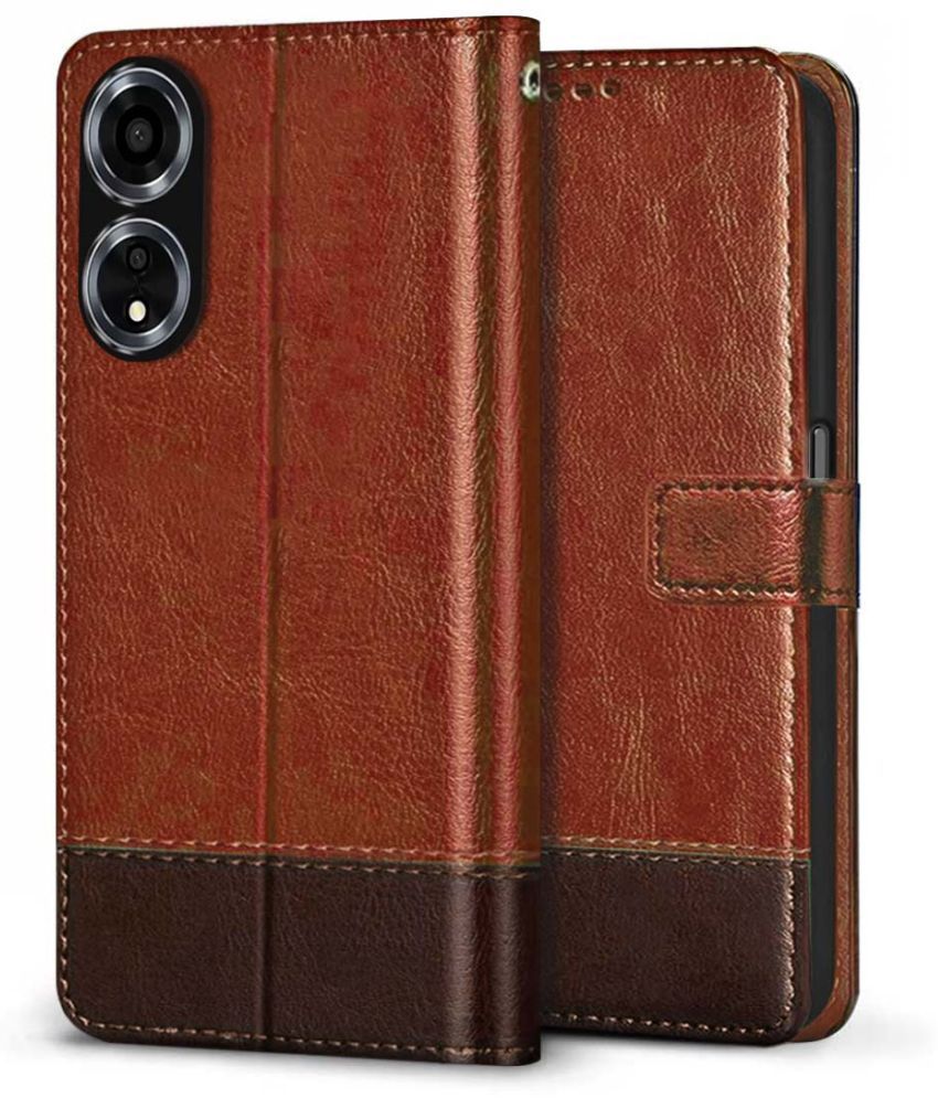     			Fashionury Brown Flip Cover Leather Compatible For Oppo A59 5G ( Pack of 1 )