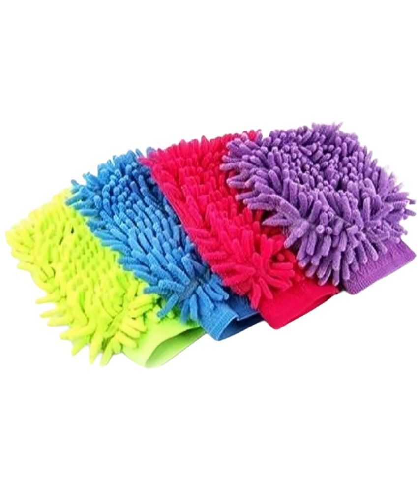     			GAYATRI CREATION Multicolor Microfiber Medium Cleaning Gloves ( Pack of 4 )