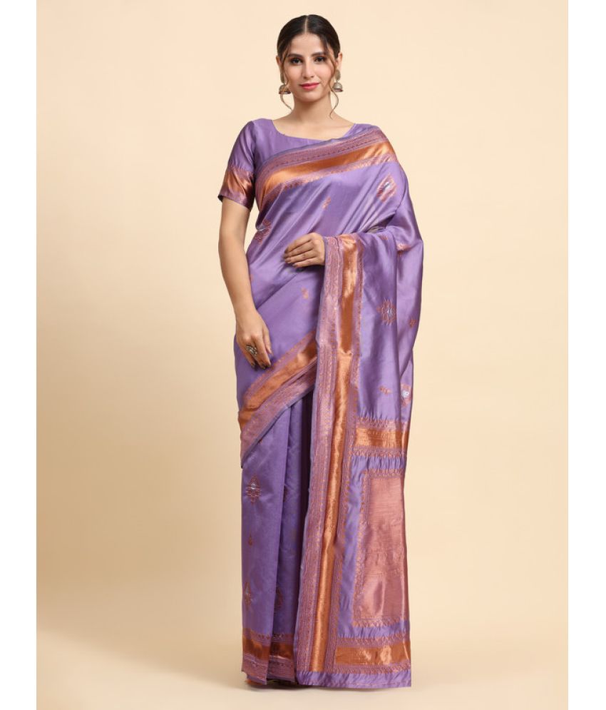     			KALIPATRA Banarasi Silk Embellished Saree With Blouse Piece - Lavender ( Pack of 1 )