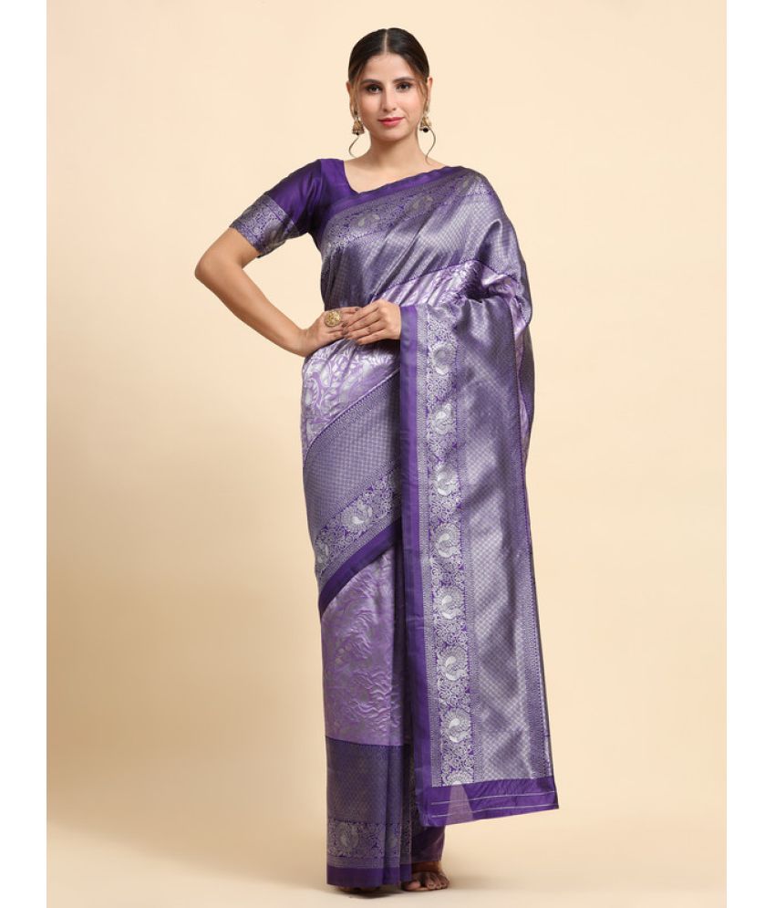     			KALIPATRA Banarasi Silk Embellished Saree With Blouse Piece - Lavender ( Pack of 1 )