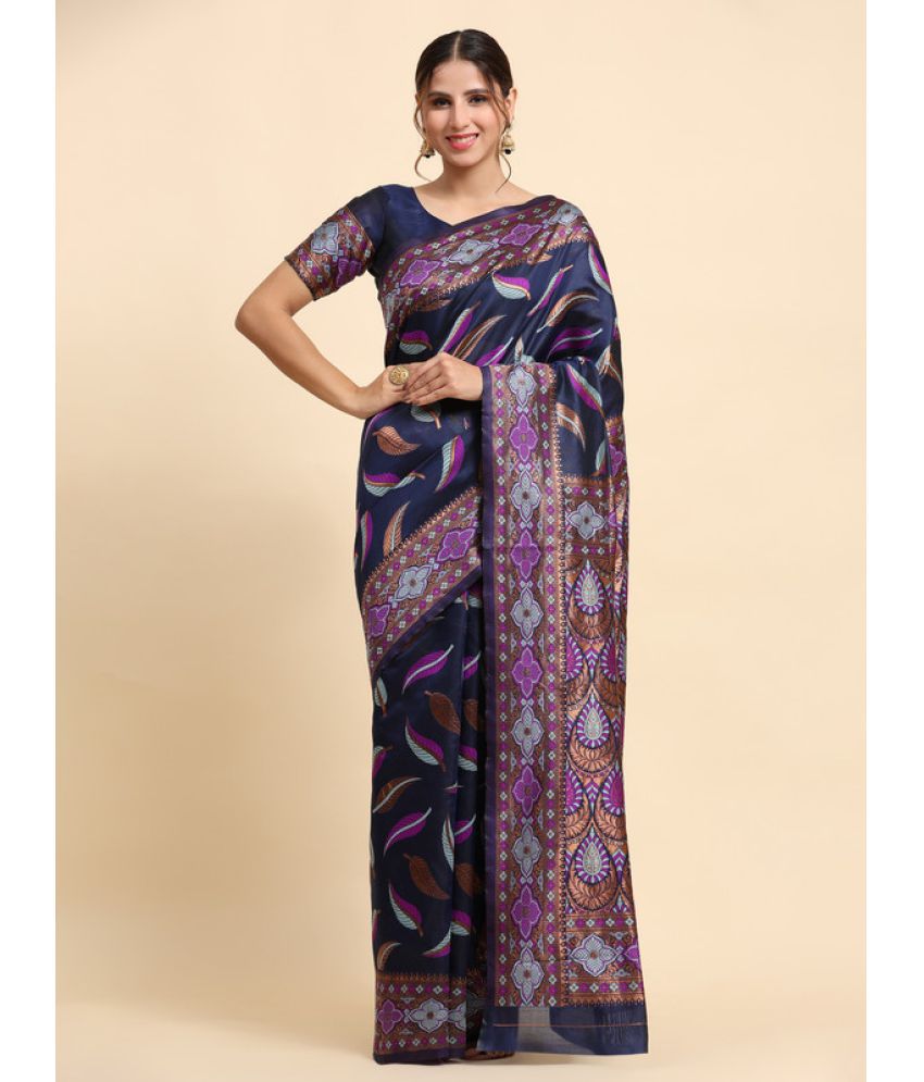     			KALIPATRA Banarasi Silk Woven Saree With Blouse Piece - Navy Blue ( Pack of 1 )