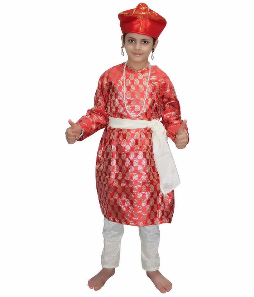     			Kaku Fancy Dresses Indian Historical King Character Costume/Baji Rao Costume/Maratha Peshwar Costume -Red, 5-6 Years, For Boys