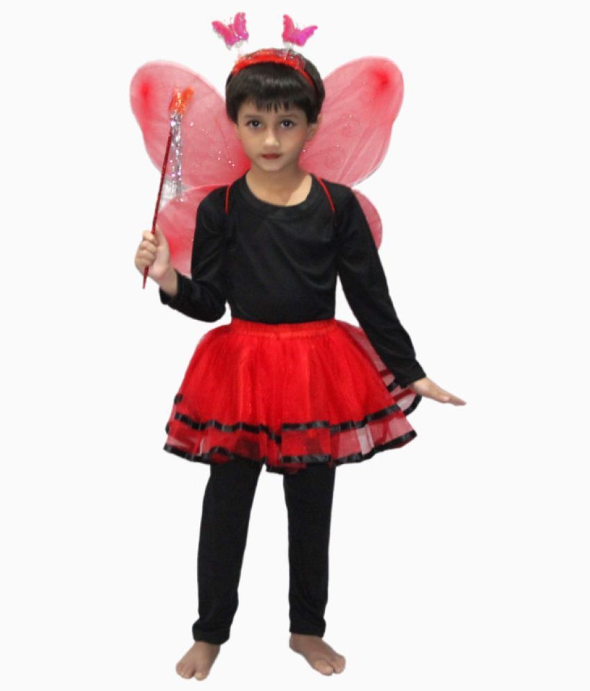     			Kaku Fancy Dresses Red Skirt With Butterfly Wings For Kids/Bobra Toddler Fancy Dress -Red, 7-8 Years, For Girls