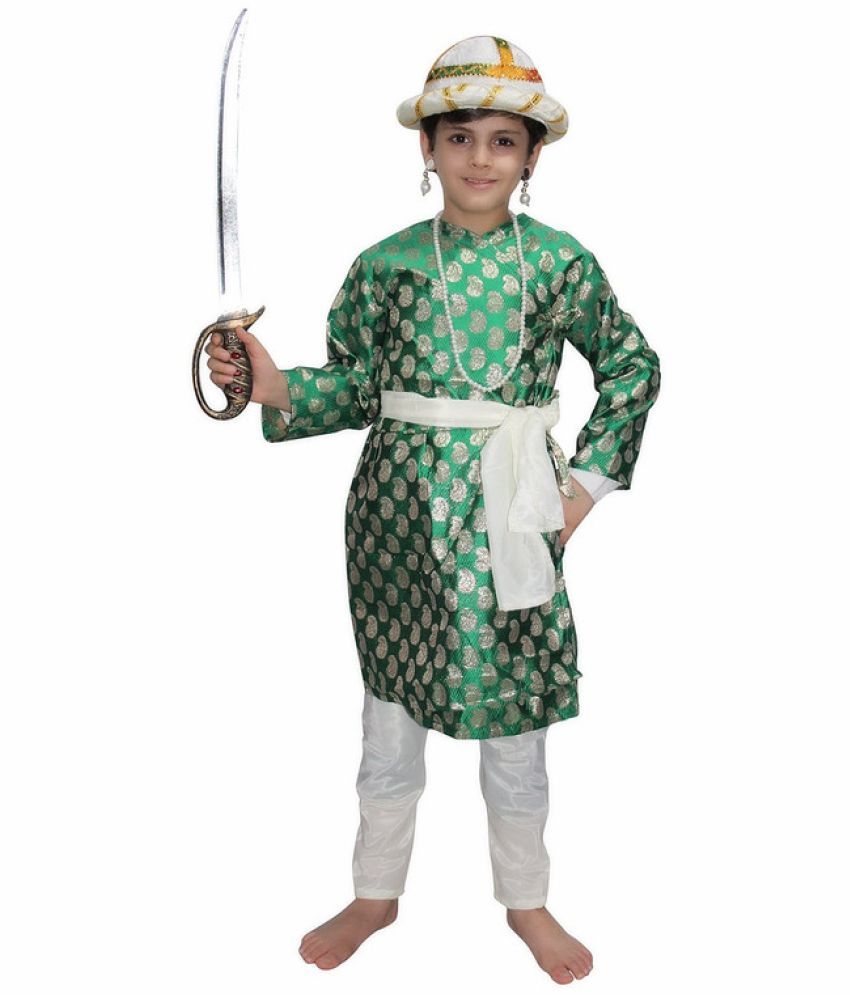     			Kaku Fancy Dresses Tipu Sultan Costume/Indian Historical Character Costume -Green, 8-10 Years, For Boys