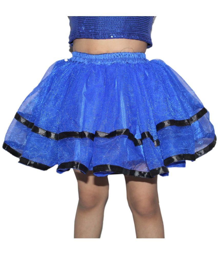     			Kaku Fancy Dresses Tu Tu Skirt Costume,Western Dance Costume -Blue, 3-4 Years, For Girls