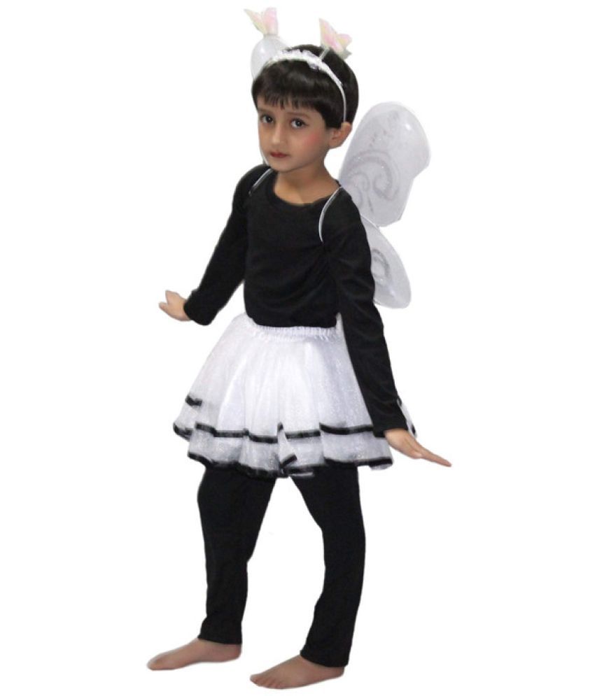     			Kaku Fancy Dresses White Skirt With Butterfly Wings For Kids/Bobra Toddler Fancy Dress -White, 7-8 Years, For Girls