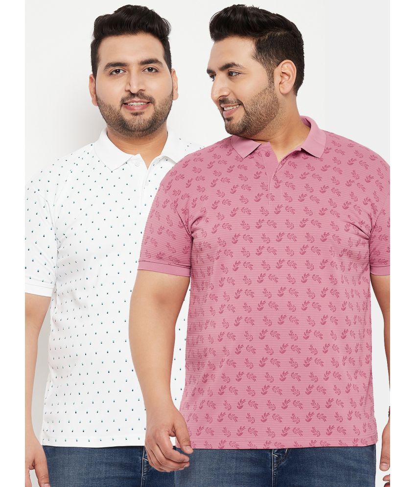     			MXN Cotton Blend Regular Fit Printed Half Sleeves Men's Polo T Shirt - Peach ( Pack of 2 )
