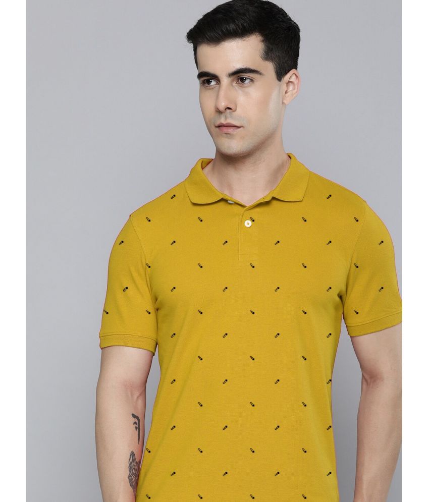     			Merriment Cotton Blend Regular Fit Printed Half Sleeves Men's Polo T Shirt - Mustard ( Pack of 1 )
