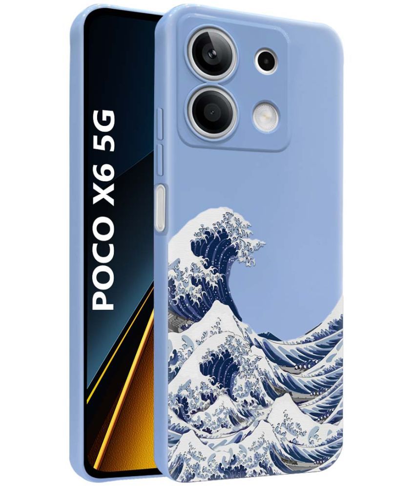     			NBOX Blue Printed Back Cover Silicon Compatible For poco x6 5g ( Pack of 1 )