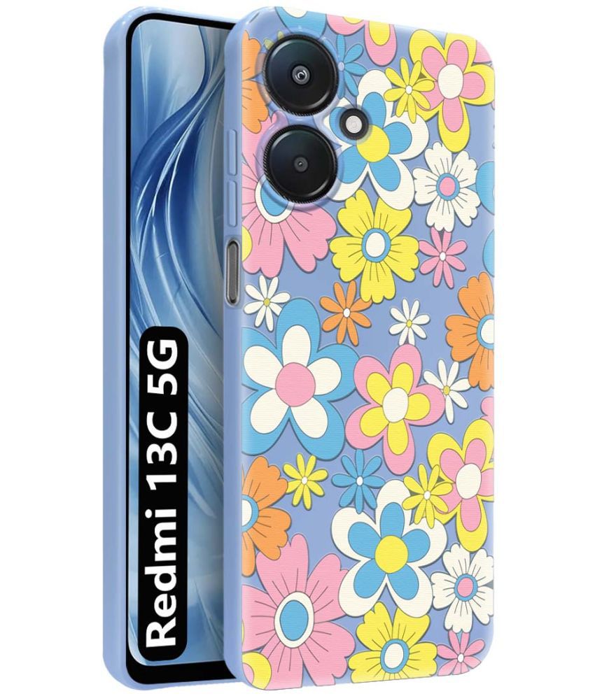     			NBOX Blue Printed Back Cover Silicon Compatible For Redmi 13C 5G ( Pack of 1 )