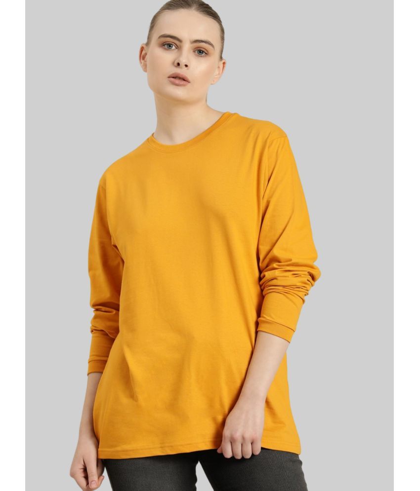     			PPTHEFASHIONHUB Mustard Cotton Blend Loose Fit Women's T-Shirt ( Pack of 1 )