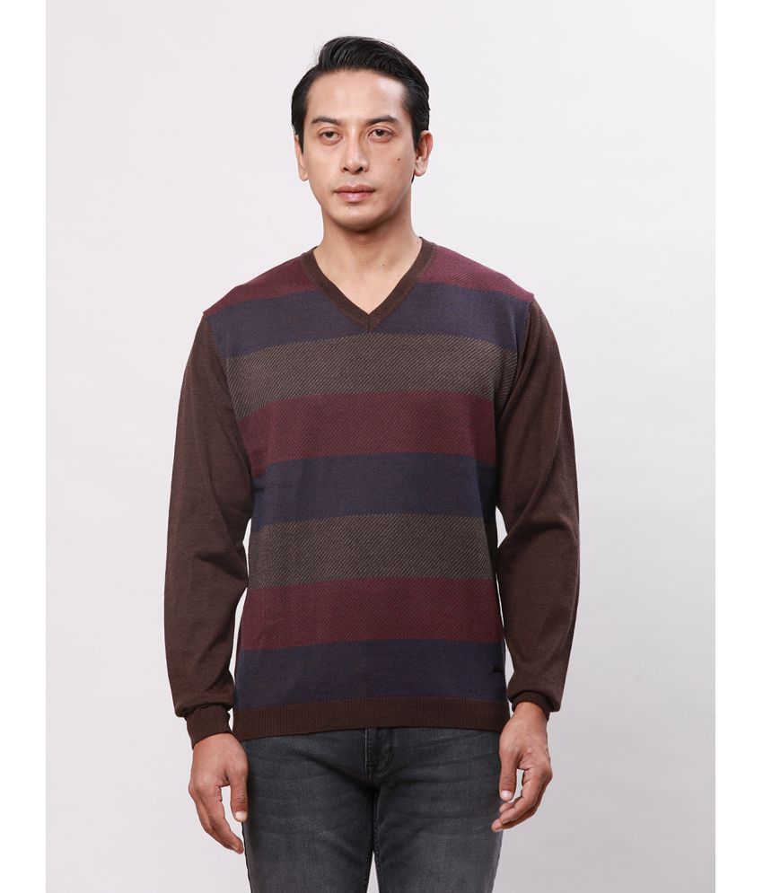     			Park Avenue Acrylic V-Neck Men's Full Sleeves Pullover Sweater - Brown ( Pack of 1 )