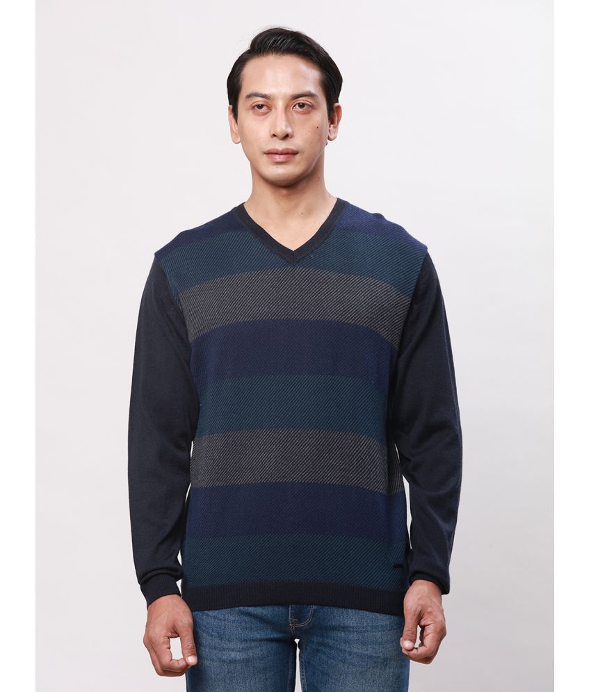     			Park Avenue Acrylic V-Neck Men's Full Sleeves Pullover Sweater - Blue ( Pack of 1 )