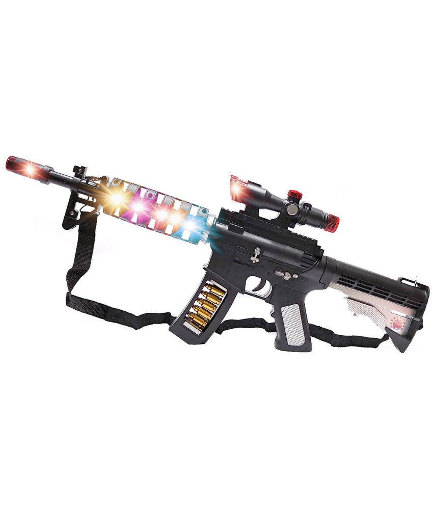     			RAINBOW RIDERS  AK47 Light and Sound Musical PUBG Gun Toy With Vibration and Laser Projection AK47 M4 Toy Gun For Kids Boys Girls Age 3,4,5,6+ Years - Black (Plastic)