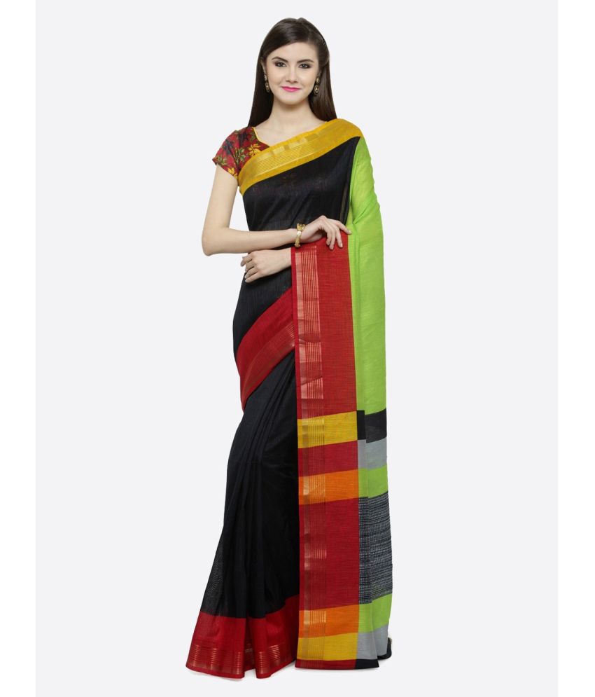     			Aarrah Art Silk Colorblock Saree With Blouse Piece - Black ( Pack of 1 )