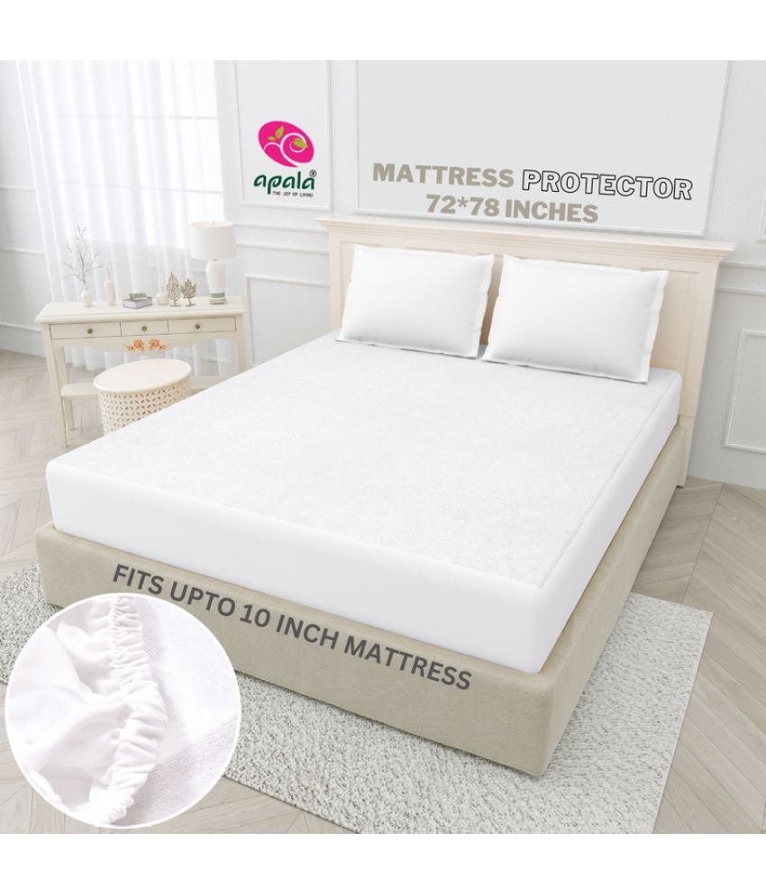     			Apala - Cotton Terry Water Proof Double King Size Mattress Protector - 198 cm (78") x 183 cm (72") - White