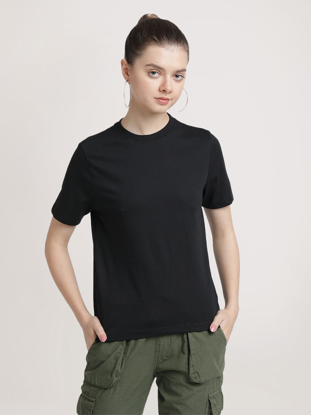     			Bene Kleed Black Cotton Blend Slim Fit Women's T-Shirt ( Pack of 1 )