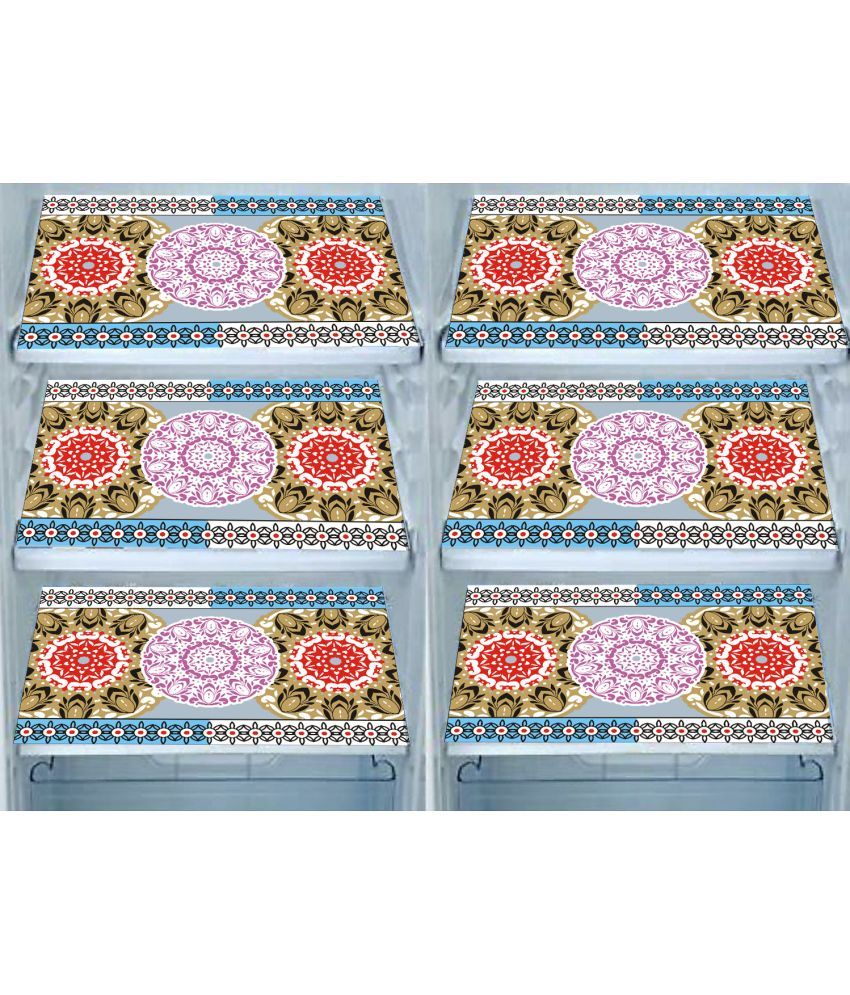     			PVC Floral Fridge Mats ( 43 29 ) Pack of 6 - Multicolor