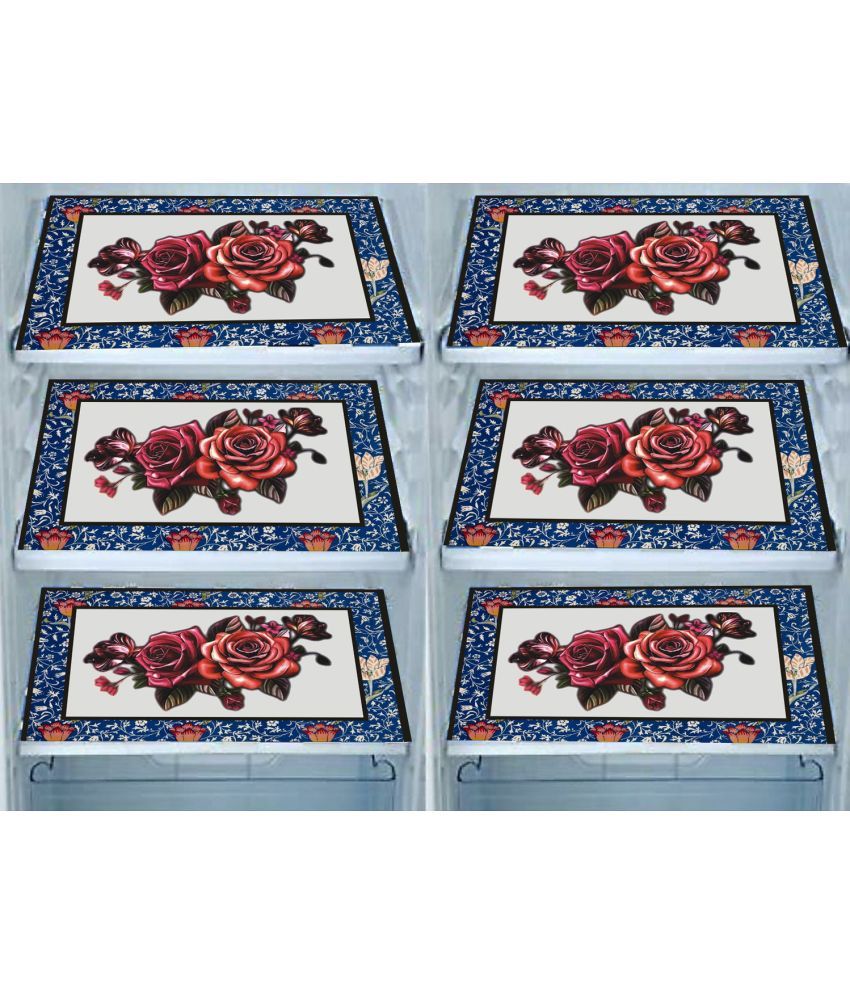     			PVC Floral Fridge Mats ( 43 29 ) Pack of 6 - Red