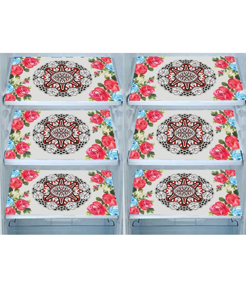     			PVC Floral Fridge Mats ( 43 29 ) Pack of 6 - Pink