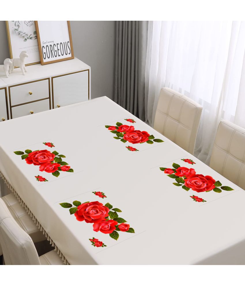     			PVC Floral Rectangle Table Mats ( 43 cm x 29 cm ) Pack of 4 - Red
