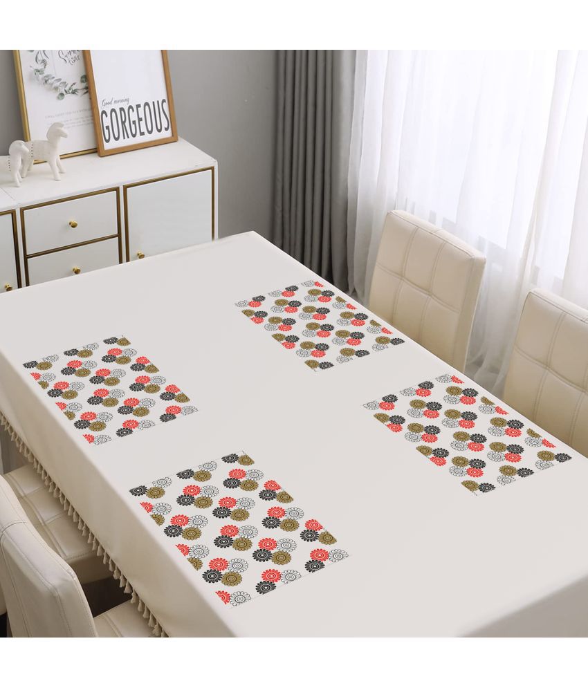     			HOMETALES PVC Floral Rectangle Table Mats ( 43 cm x 29 cm ) Pack of 4 - Red