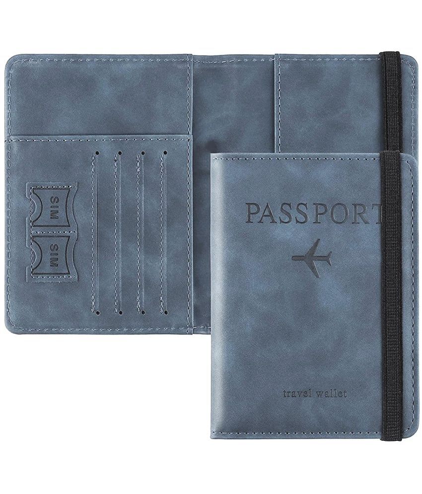     			House Of Quirk Leather Blue Women's Passport Holder ( Pack of 1 )
