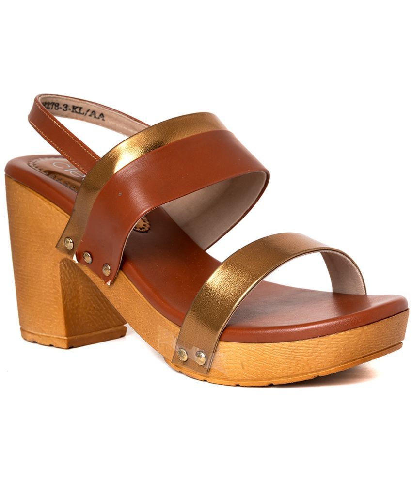     			KHADIM Brown Women's Sandal Heels