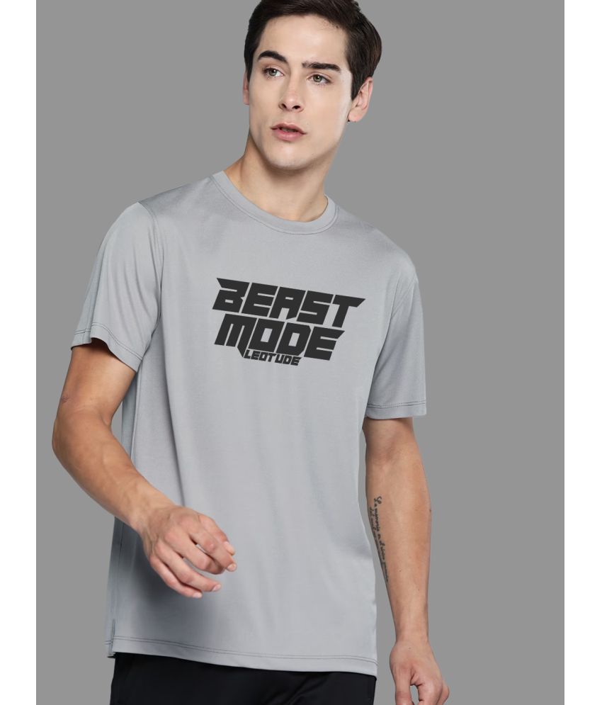     			Leotude Polyester Regular Fit Printed Half Sleeves Men's T-Shirt - Grey ( Pack of 1 )