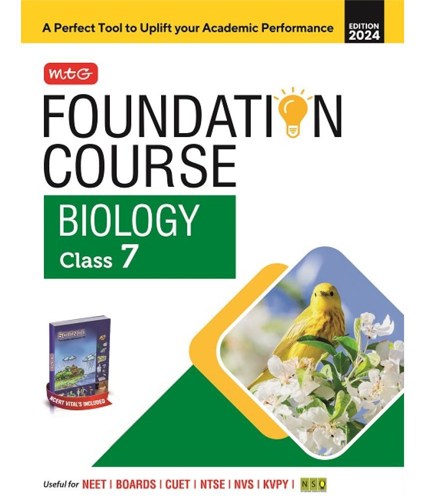     			MTG Foundation Course Class 7 Biology Book For IIT JEE, NEET, NSO Olympiad, NTSE, NVS, KVPY & Boards Exam | Based on NCERT Latest Pattern 2024-25