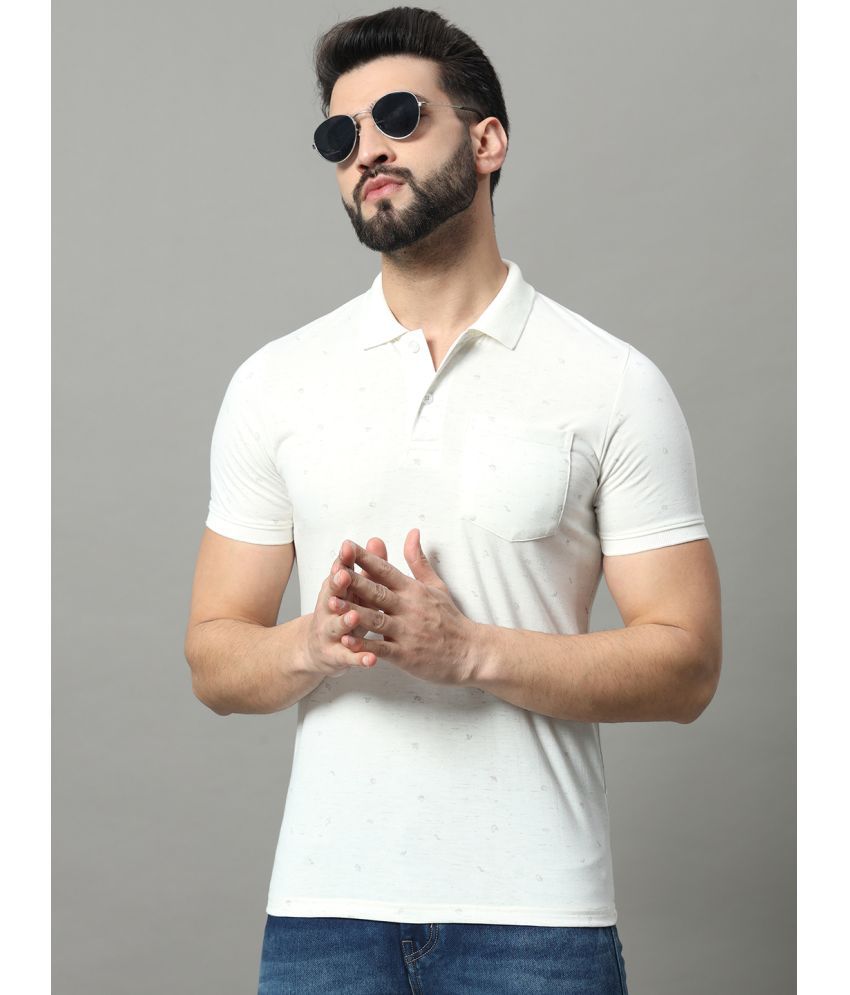     			OGEN Cotton Blend Regular Fit Printed Half Sleeves Men's Polo T Shirt - White ( Pack of 1 )