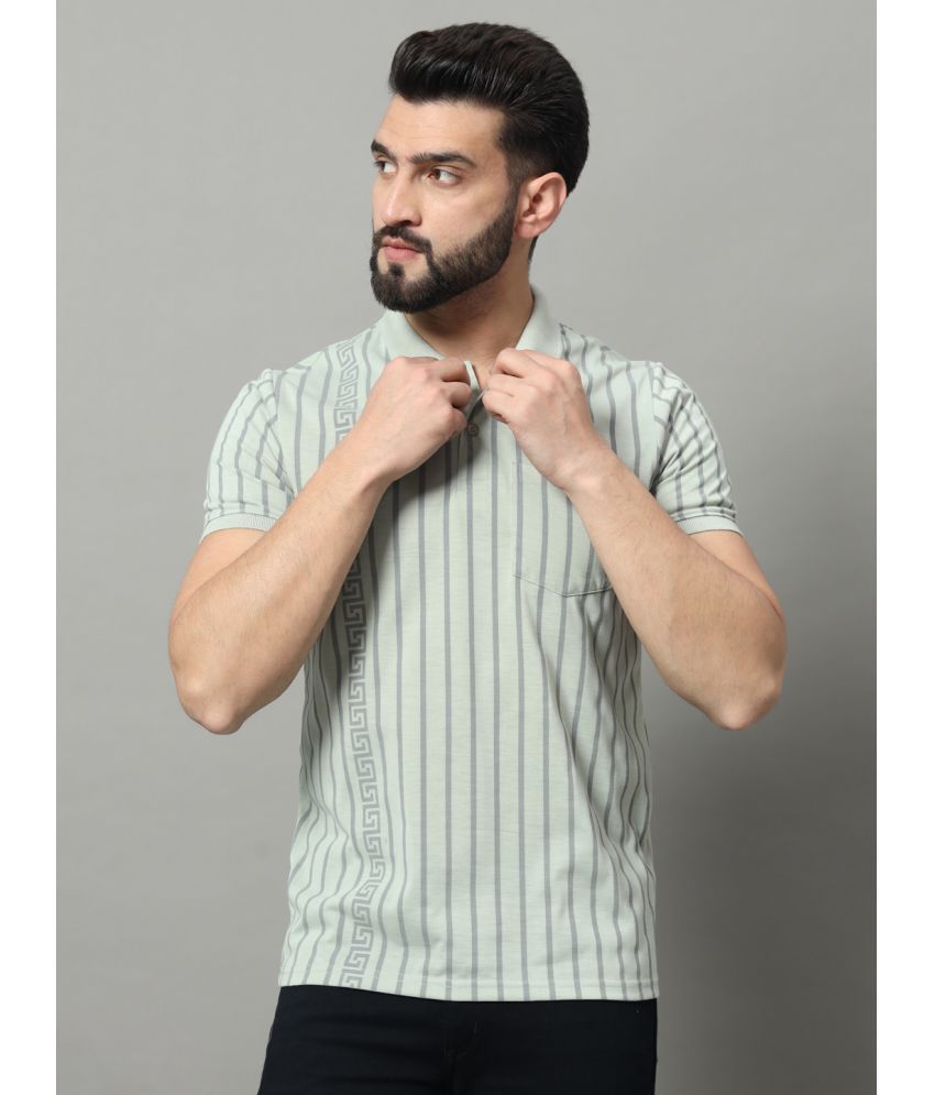     			OGEN Cotton Blend Regular Fit Striped Half Sleeves Men's Polo T Shirt - Grey ( Pack of 1 )