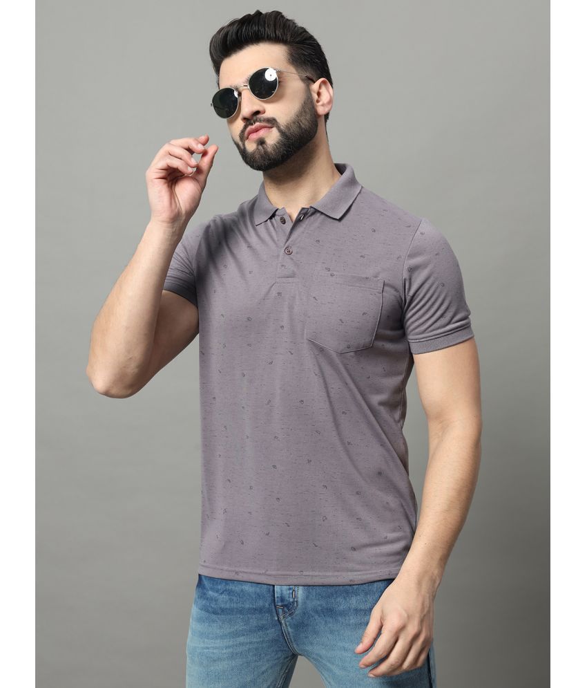     			OGEN Cotton Blend Regular Fit Printed Half Sleeves Men's Polo T Shirt - Lavender ( Pack of 1 )