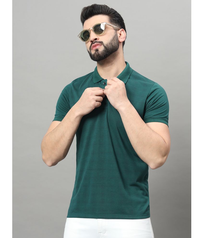     			OGEN Cotton Blend Regular Fit Printed Half Sleeves Men's Polo T Shirt - Green ( Pack of 1 )