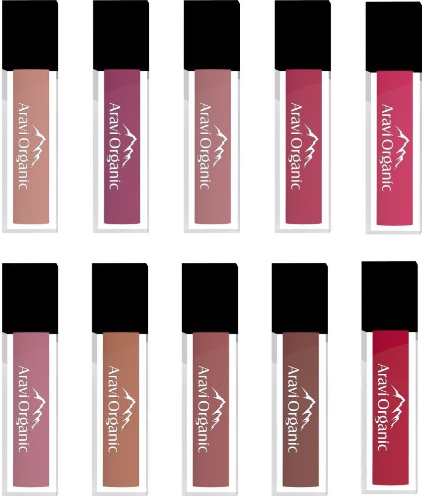     			Aravi Organic Mixed Shade Matte Combo Liquid Lipstick LongLasting & Ultra Smooth 7.5ml each