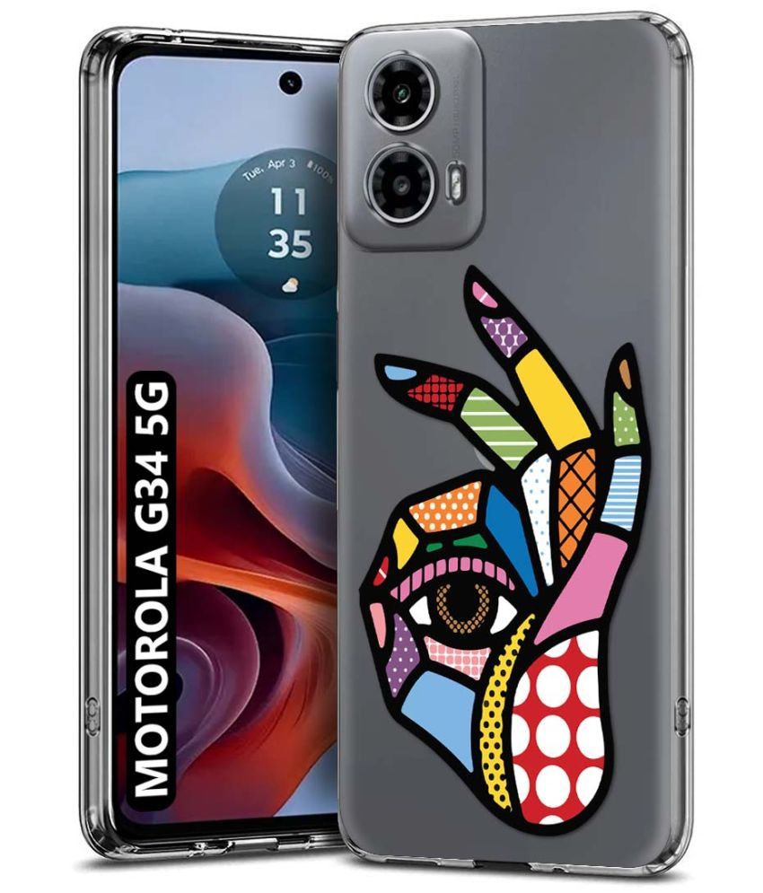     			Fashionury Multicolor Printed Back Cover Silicon Compatible For MOTOROLA G34 5G ( Pack of 1 )