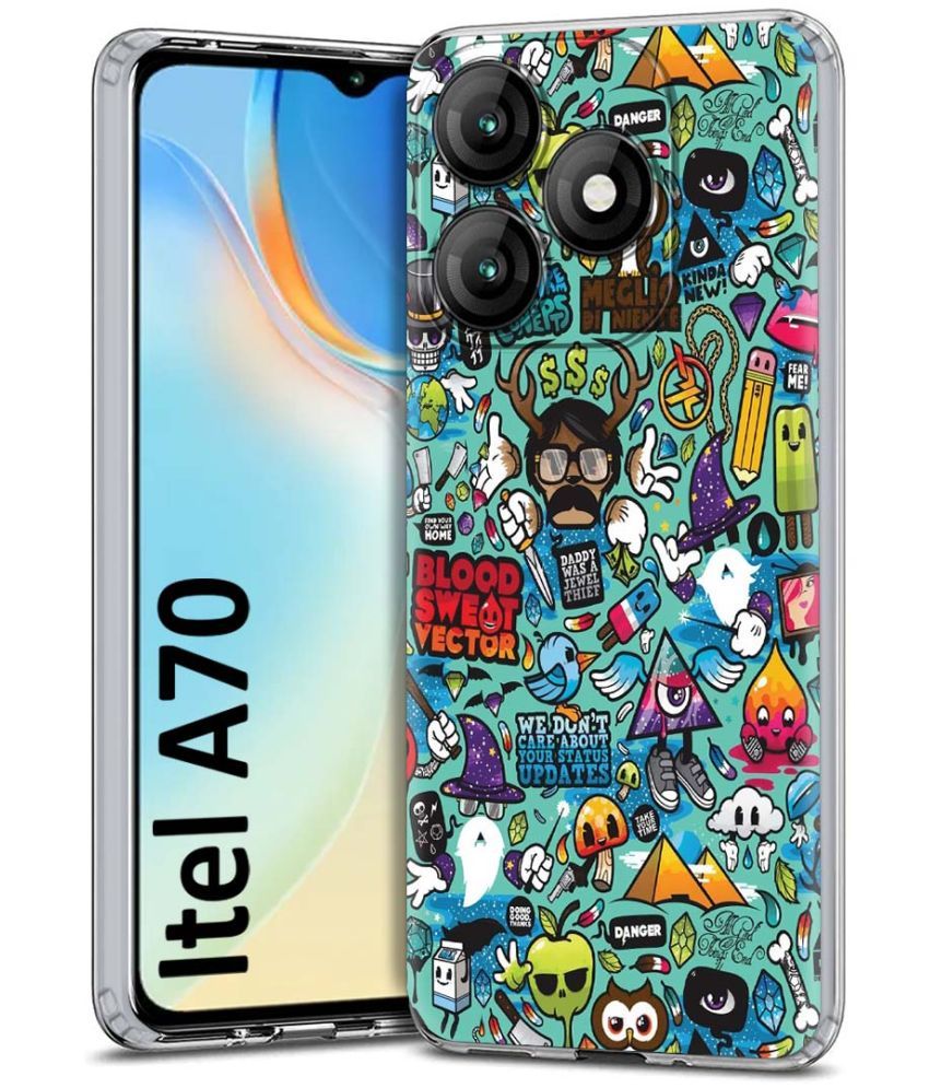     			Fashionury Multicolor Printed Back Cover Silicon Compatible For Itel A70 ( Pack of 1 )