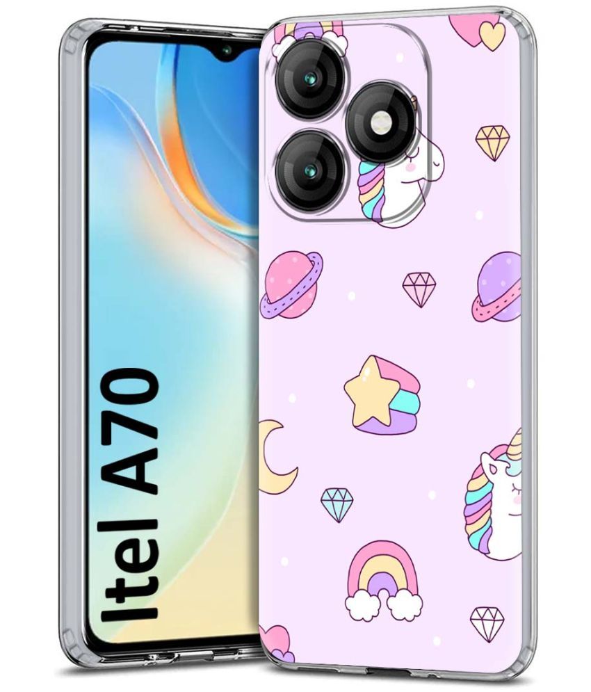     			Fashionury Multicolor Printed Back Cover Silicon Compatible For Itel A70 ( Pack of 1 )