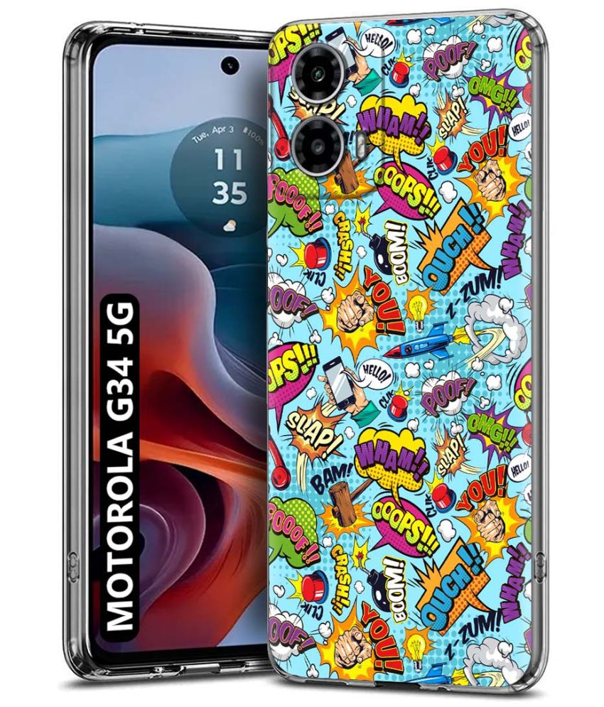     			Fashionury Multicolor Printed Back Cover Silicon Compatible For MOTOROLA G34 5G ( Pack of 1 )