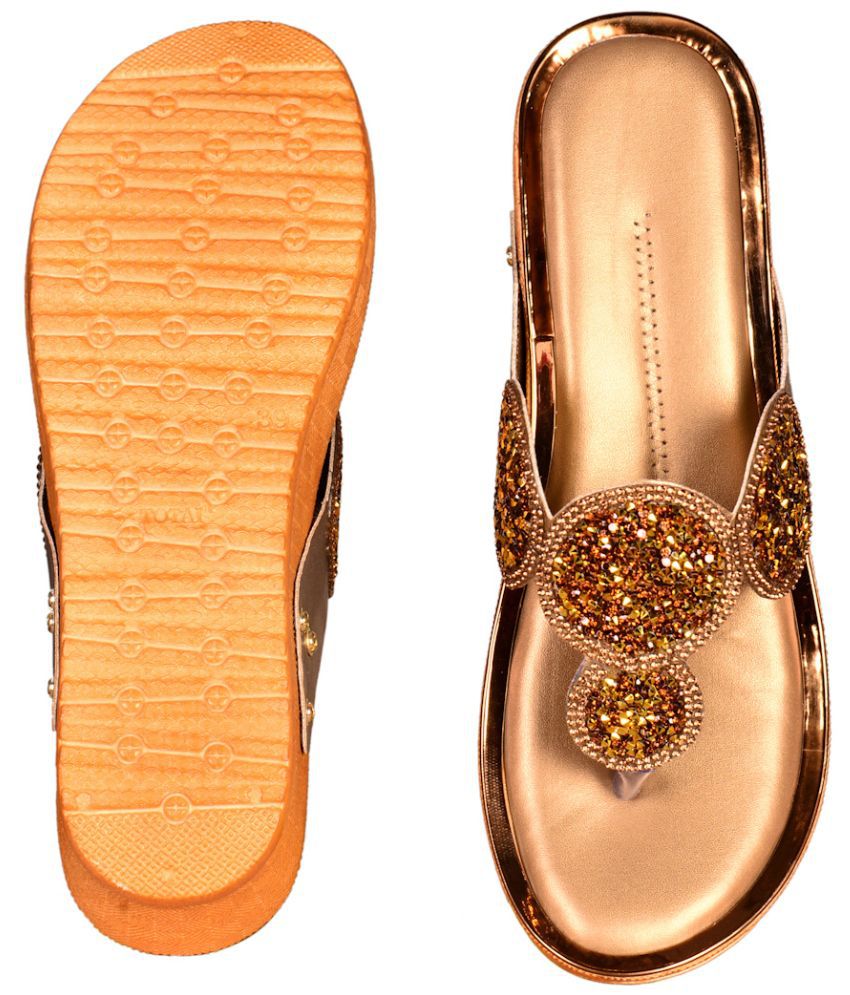     			Footprints Gold Women's Sandal Heels