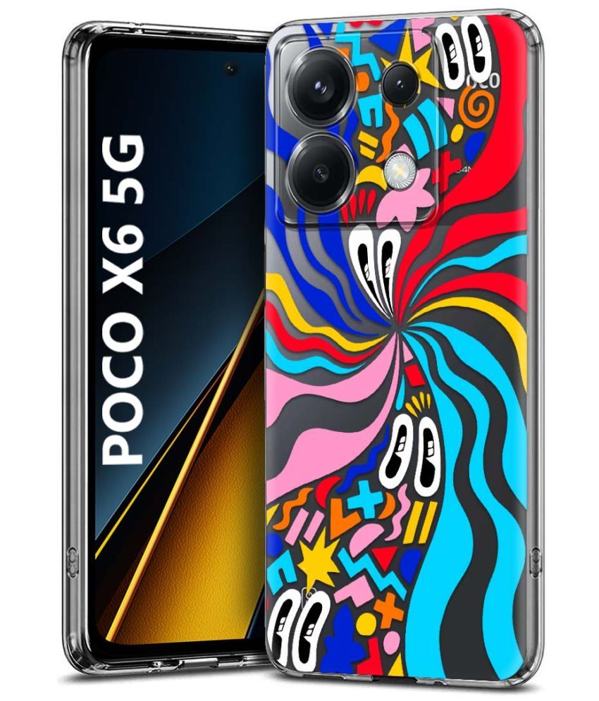     			NBOX Multicolor Printed Back Cover Silicon Compatible For Poco X6 5G ( Pack of 1 )