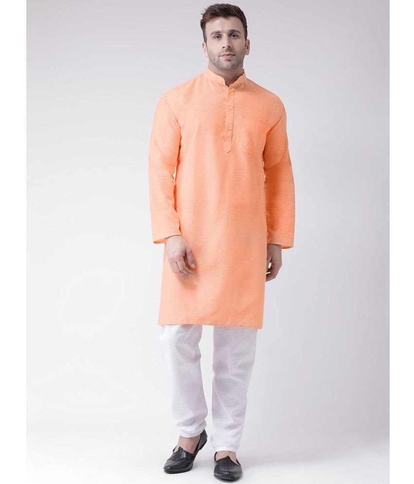     			RIAG Orange Cotton Regular Fit Men's Kurta Pyjama Set ( Pack of 1 )