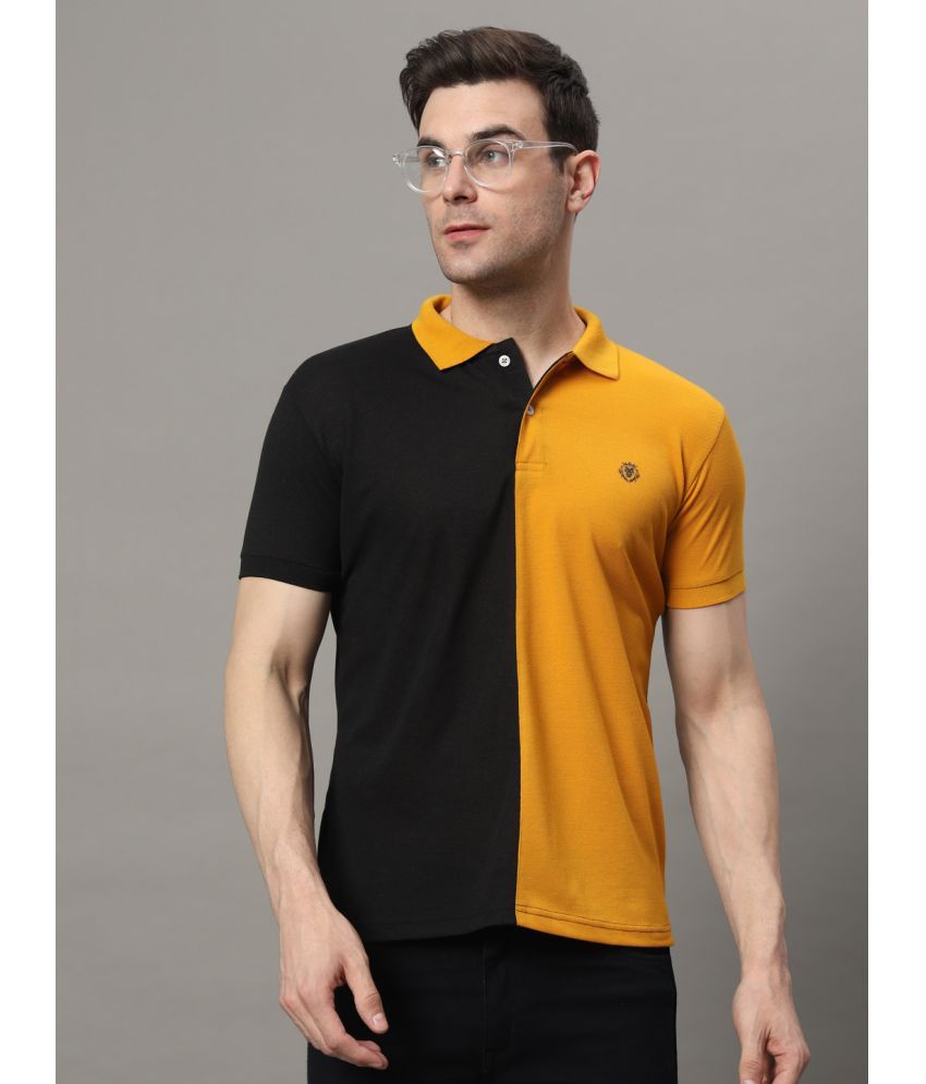     			The Million Club Cotton Blend Regular Fit Colorblock Half Sleeves Men's Polo T Shirt - Black ( Pack of 1 )
