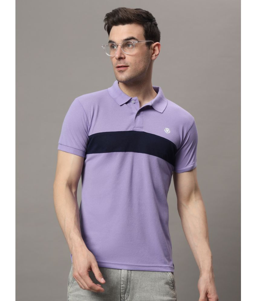     			The Million Club Cotton Blend Regular Fit Colorblock Half Sleeves Men's Polo T Shirt - Lavender ( Pack of 1 )