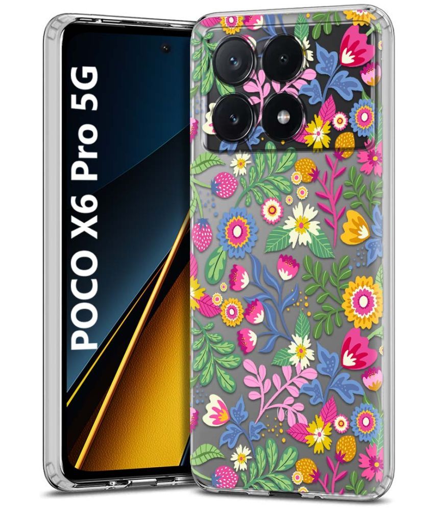     			Fashionury Multicolor Printed Back Cover Silicon Compatible For POCO X6 Pro 5G ( Pack of 1 )