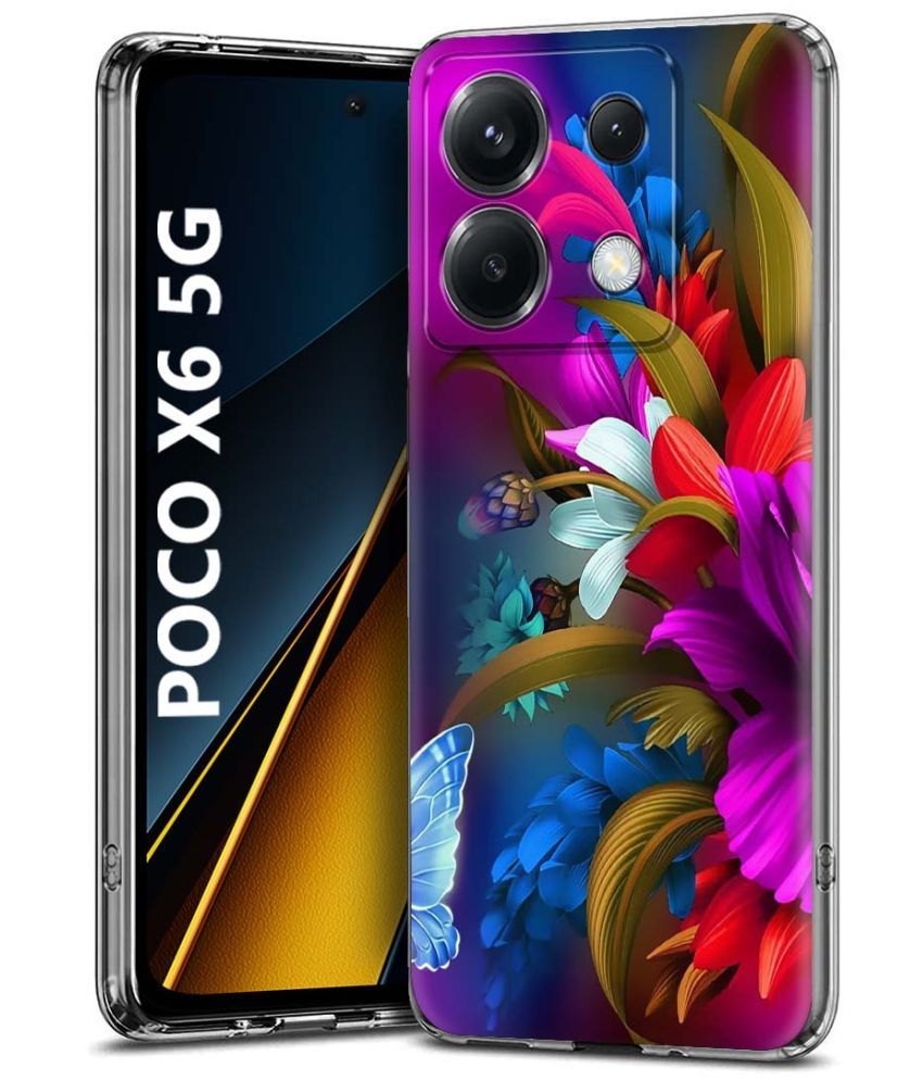     			Fashionury Multicolor Printed Back Cover Silicon Compatible For Poco X6 5G ( Pack of 1 )